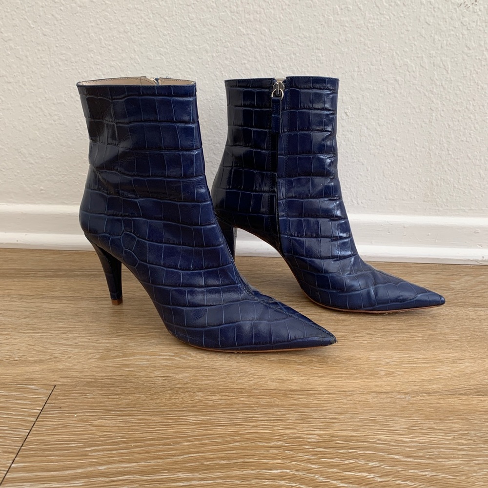Zara Leather Animal Print Heeled Bootie - Picture 4 of 6